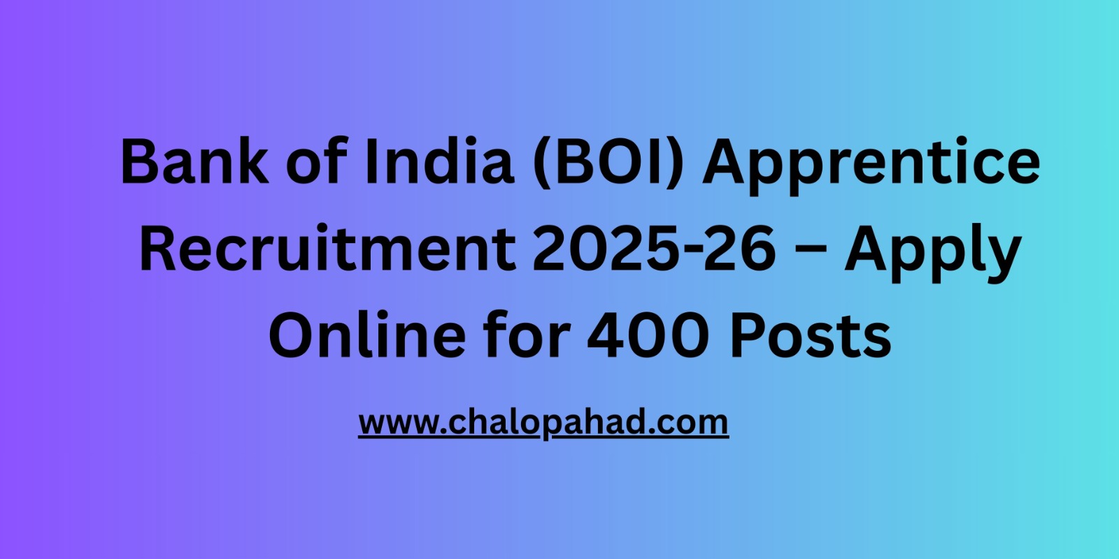 Bank of India (BOI) Apprentice Recruitment 2025-26 – Apply Online for 400 Posts